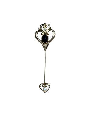 Vintage 1990 Avon Golden Crescent Stick Pin Gold Tone Heart Crest Stick Pin 3.5"